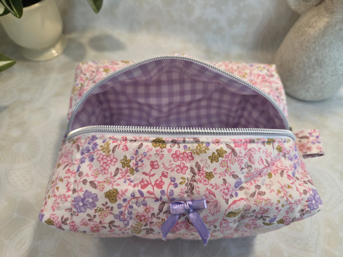 Pink and Purple Floral Medium Makeup Bag