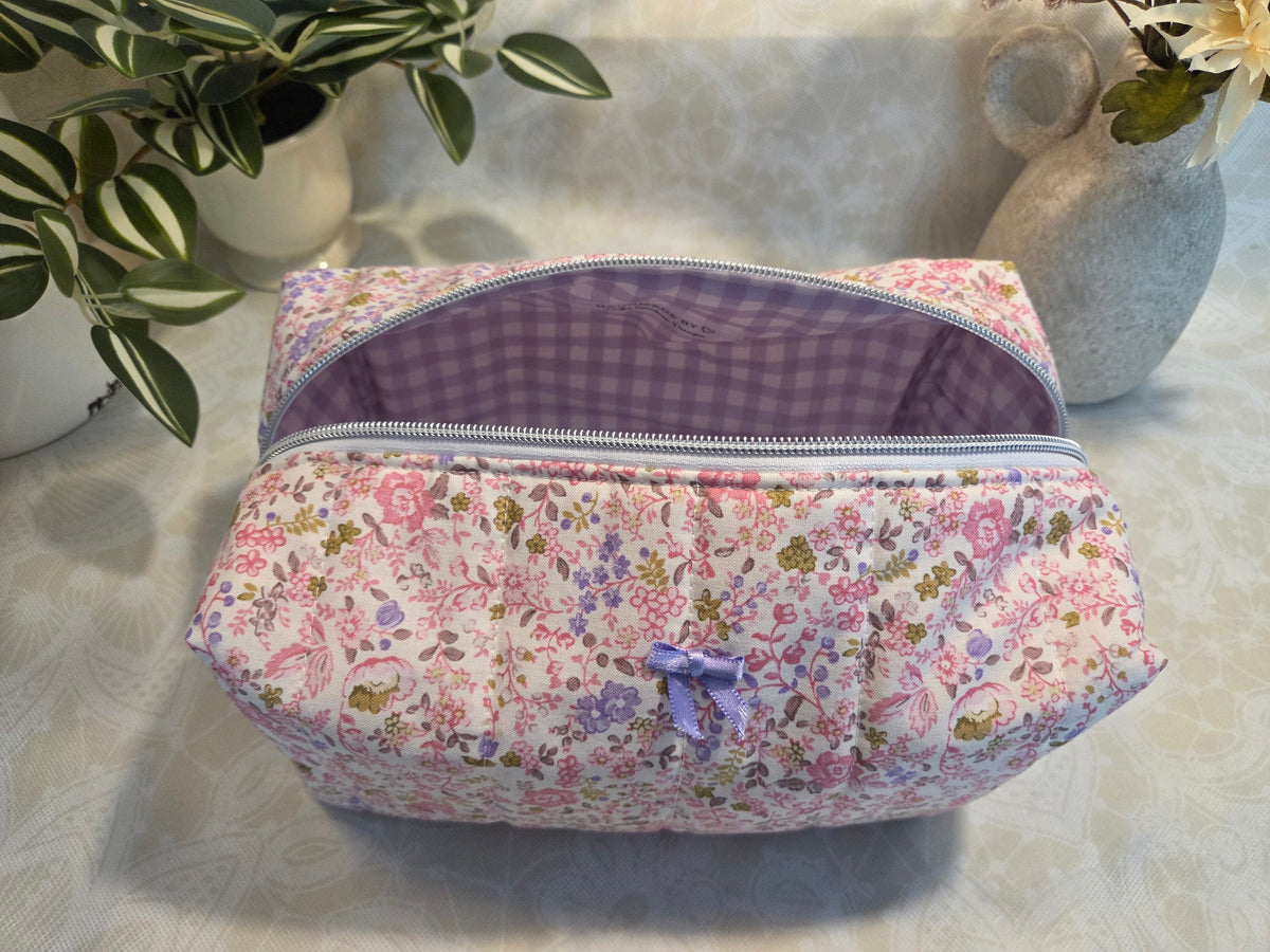 Pink and Purple Floral Large Makeup Bag