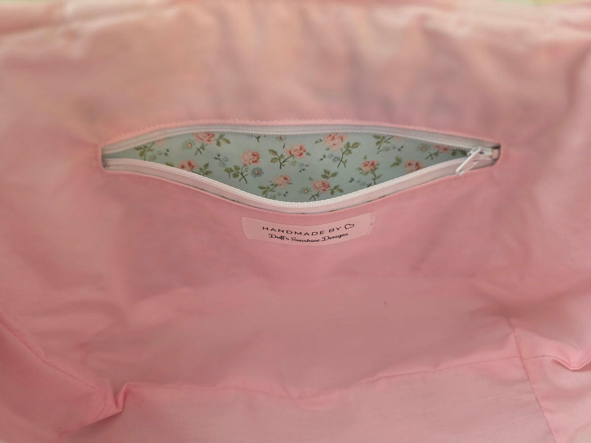 Pink and Blue Peonie Large Tote Bag