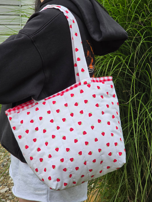 Strawberries and Cream Large Tote Bag