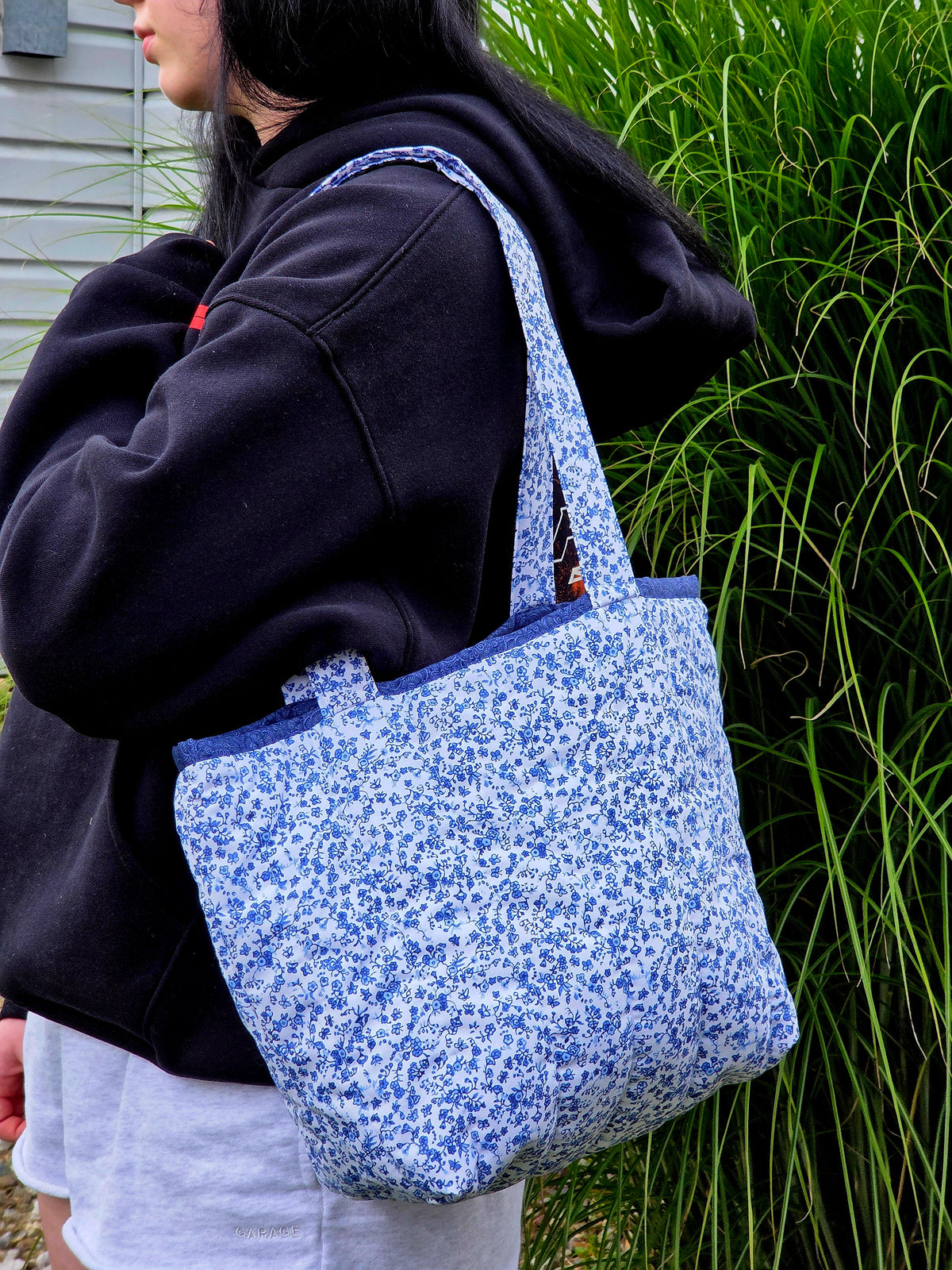 Royal Blue Paisley Large Tote Bag