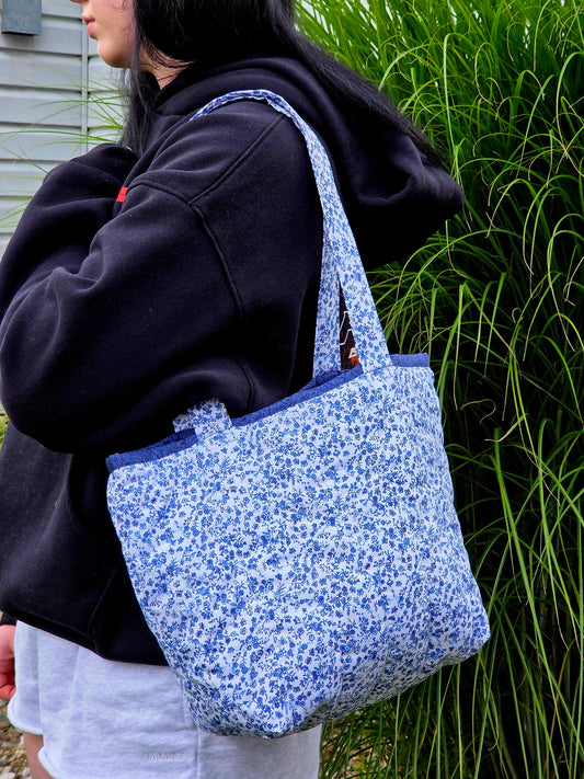 Royal Blue Paisley Large Tote Bag