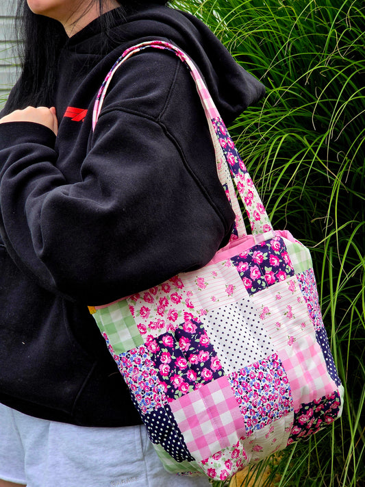 Pink Patchwork Large Tote Bag