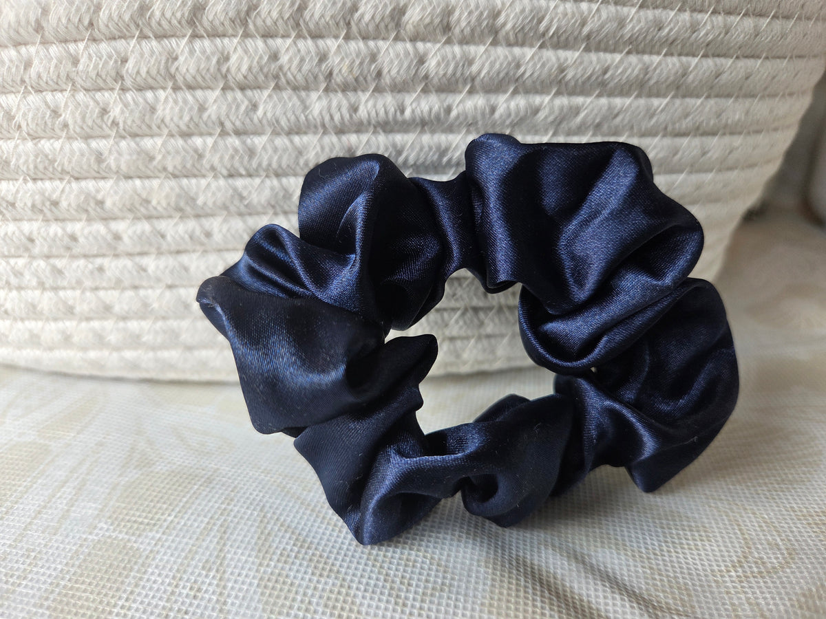 Navy Silk Scrunchie