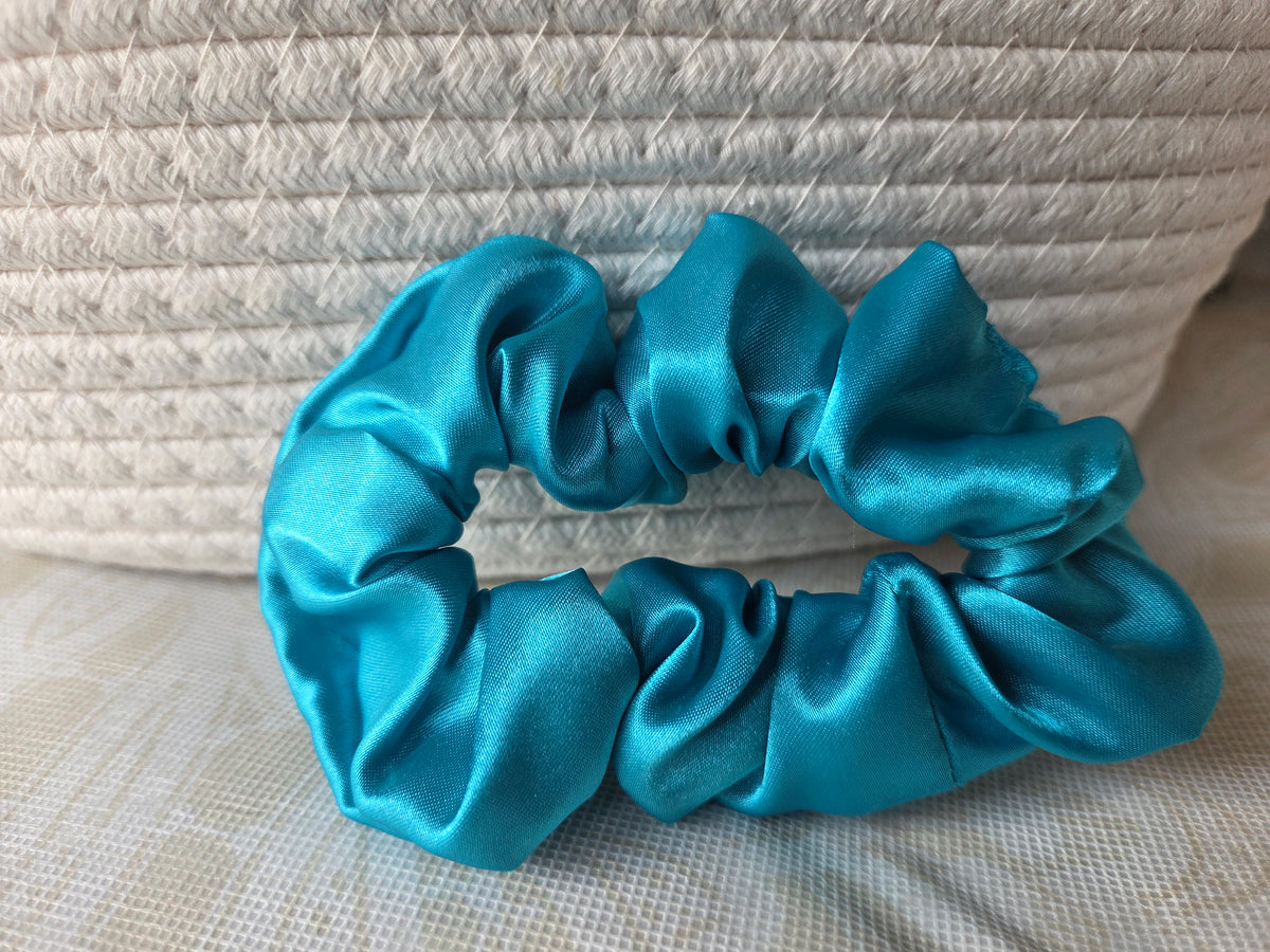 Teal Silk Scrunchie