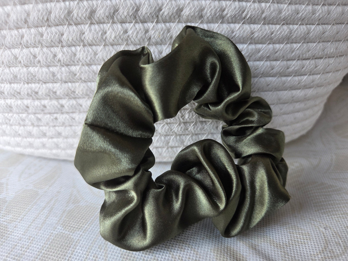 Olive Silk Scrunchie