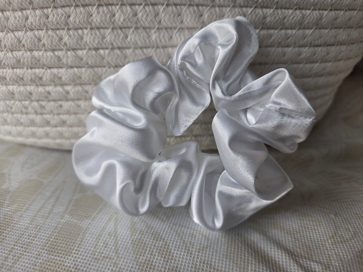 White Silk Scrunchie