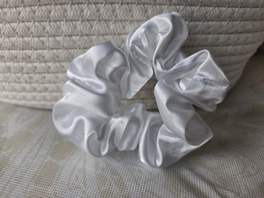 White Silk Scrunchie