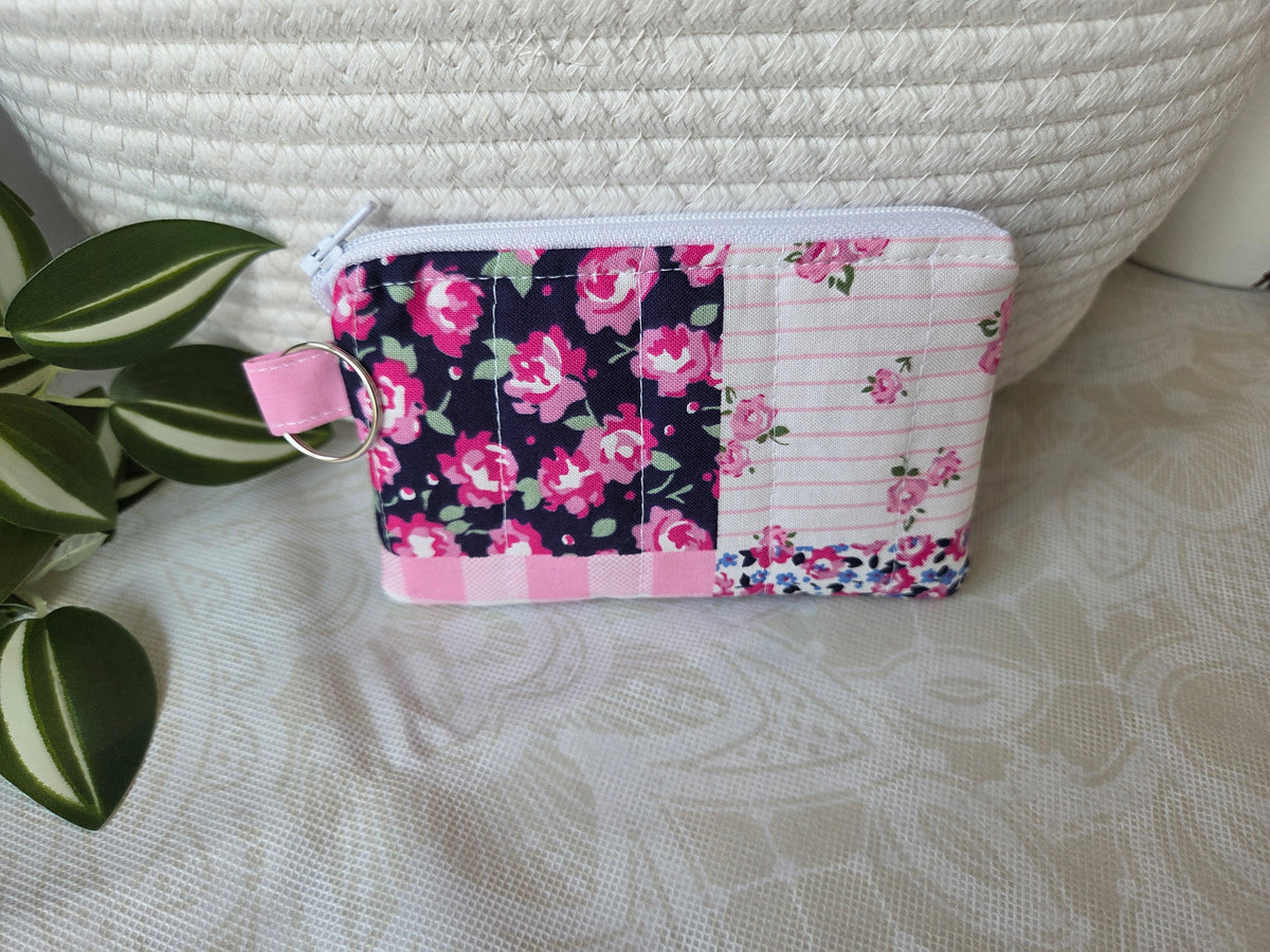 Pink Patchwork Keychain Wallet