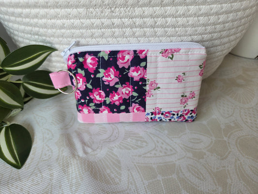 Pink Patchwork Keychain Wallet