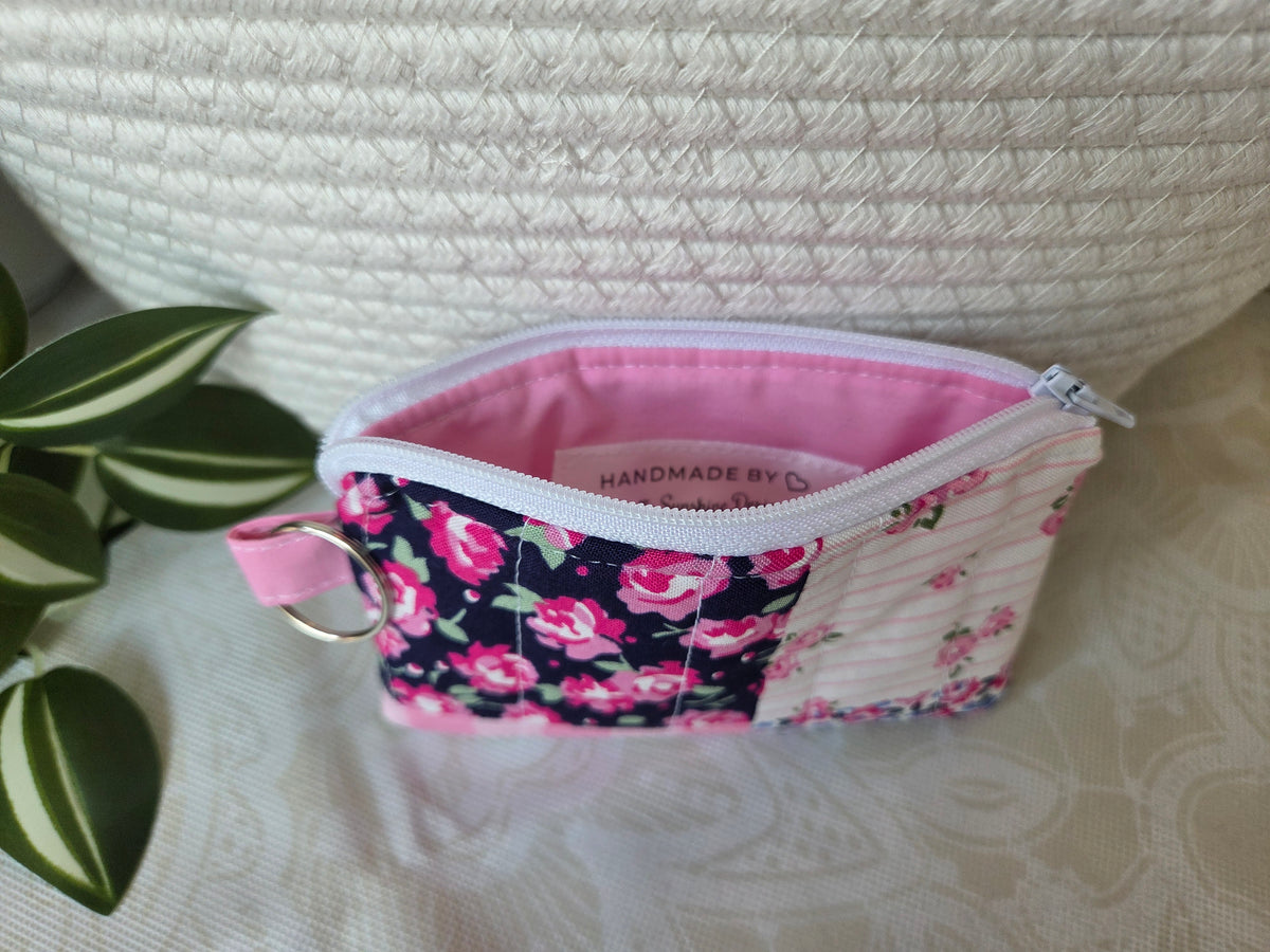 Pink Patchwork Keychain Wallet