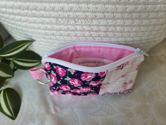 Pink Patchwork Keychain Wallet