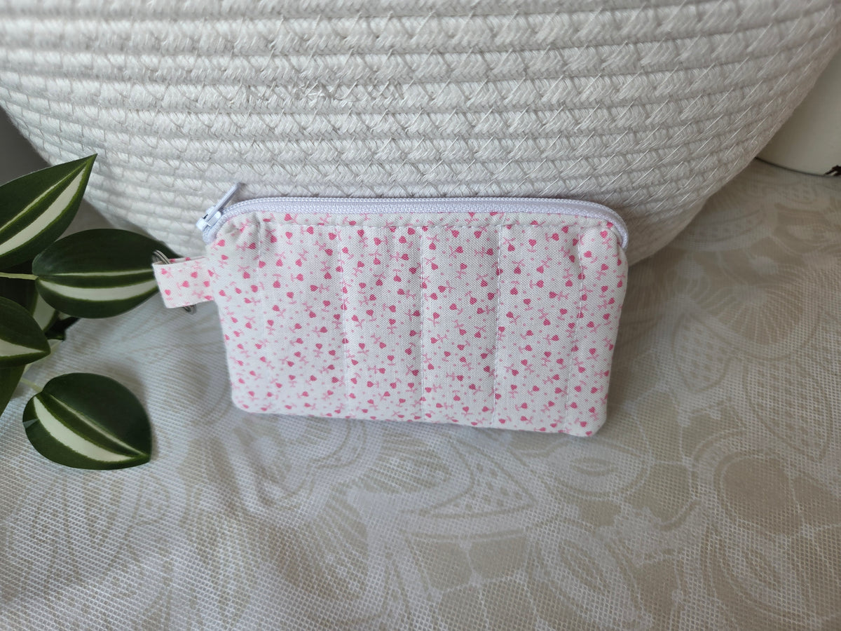Tiny Pink Hearts Keychain Wallet