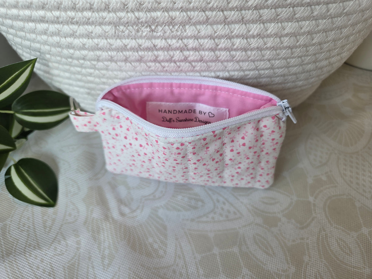 Tiny Pink Hearts Keychain Wallet