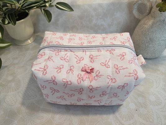 Pink Bows Medium Makeup Bag