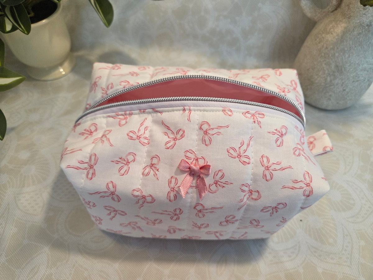 Pink Bows Medium Makeup Bag
