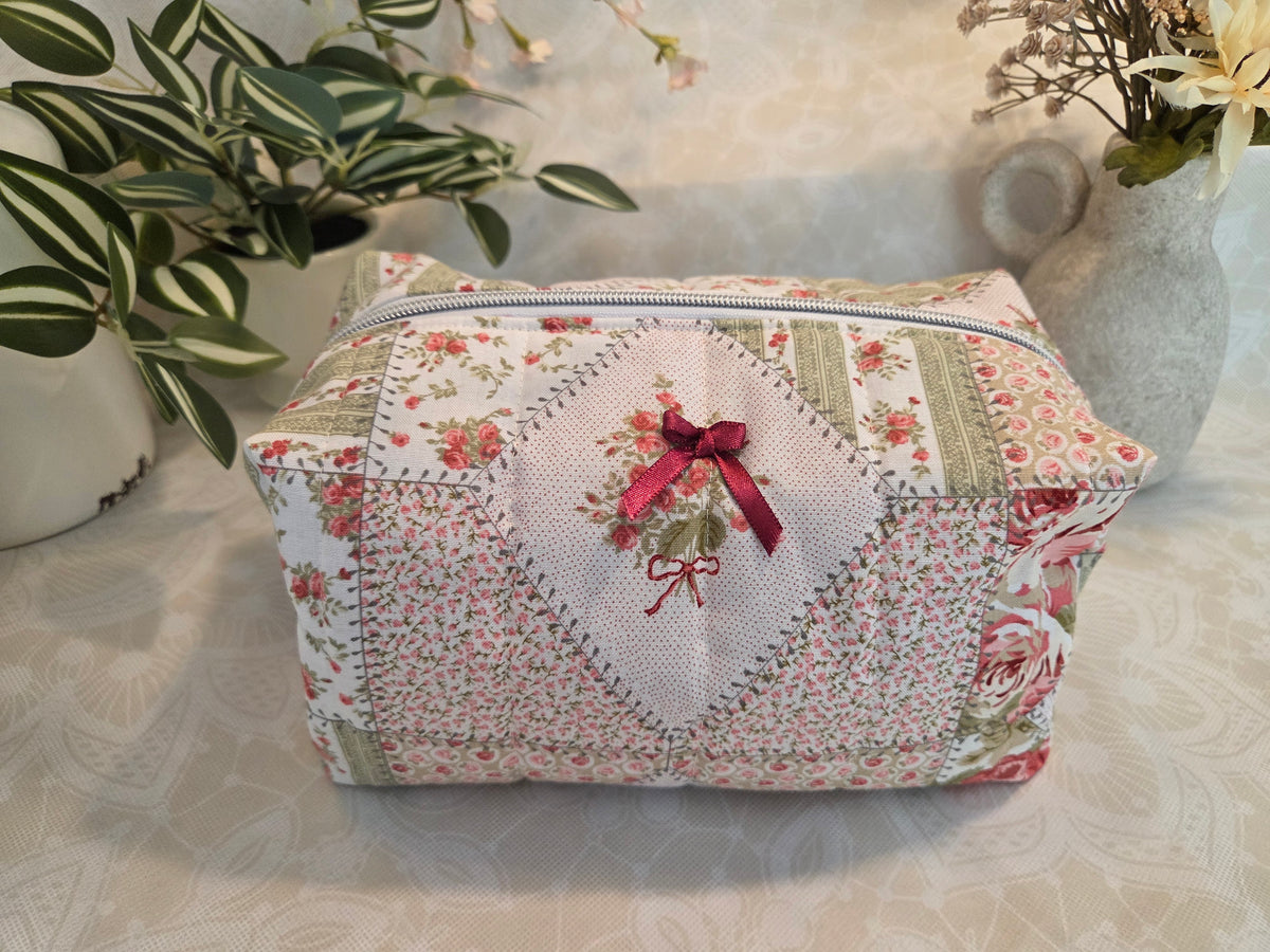 Bows and Blossoms Large Makeup Bag