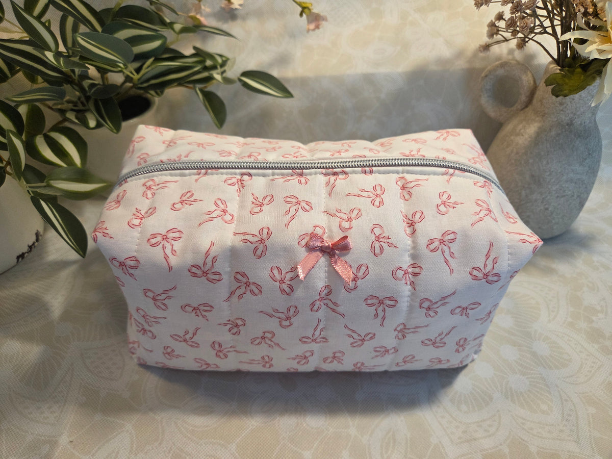 Pink Bows Large Makeup Bag
