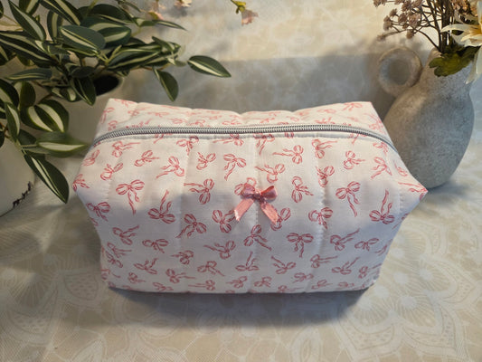 Pink Bows Large Makeup Bag