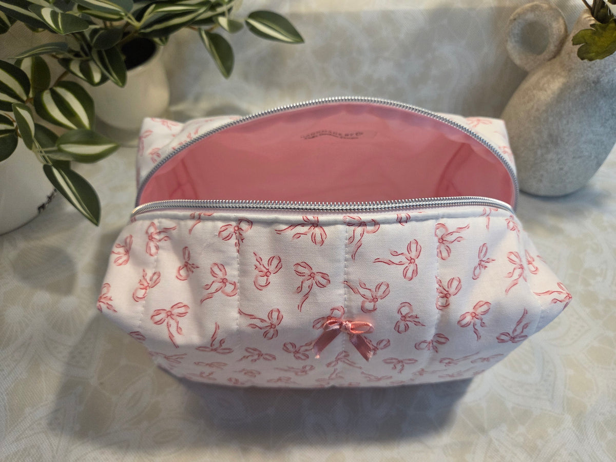 Pink Bows Large Makeup Bag