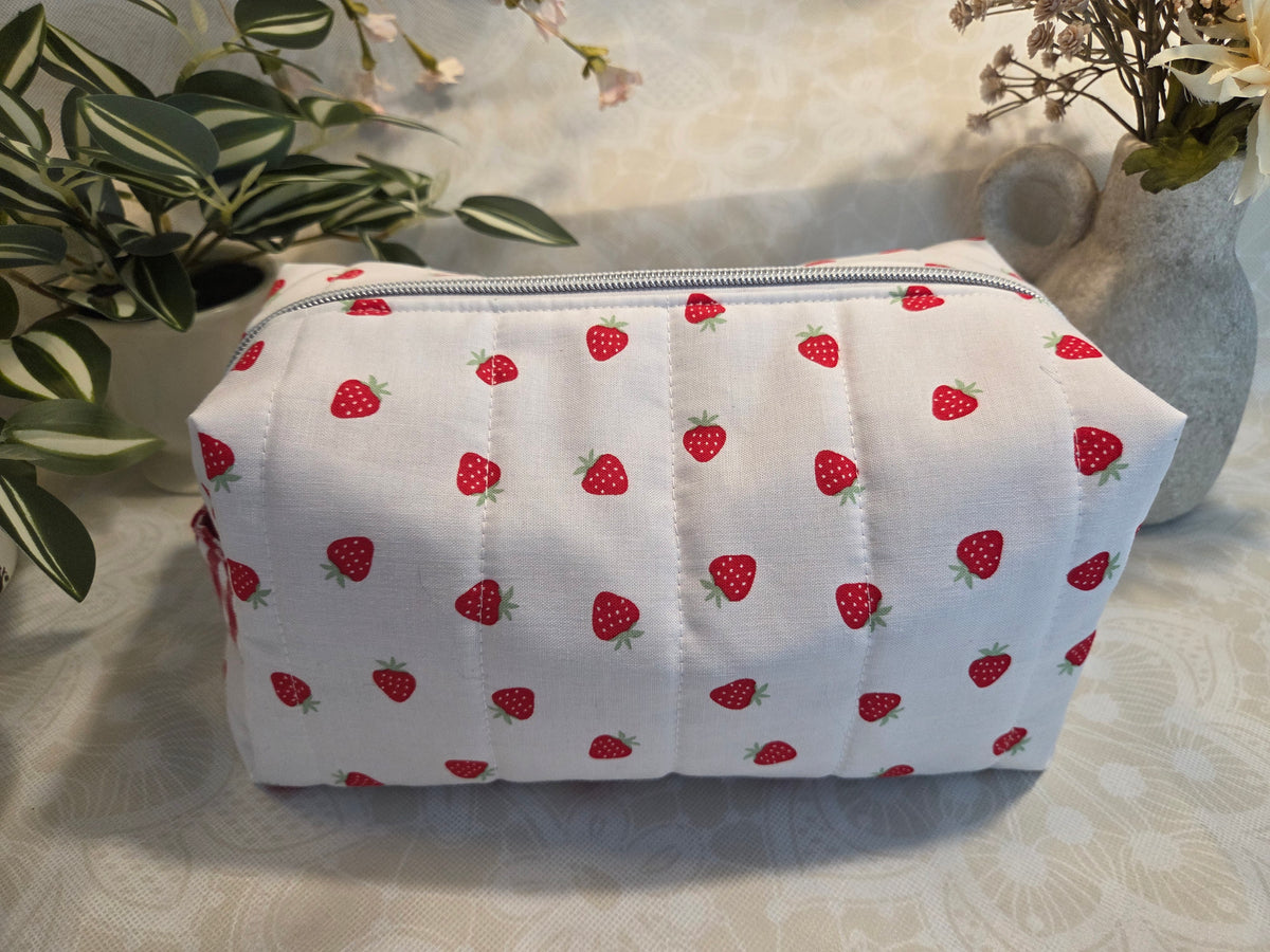 Strawberries and Cream Large Makeup Bag