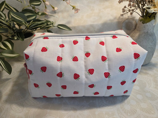 Strawberries and Cream Large Makeup Bag
