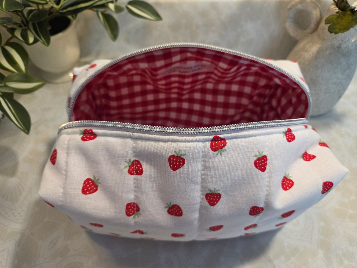 Strawberries and Cream Large Makeup Bag