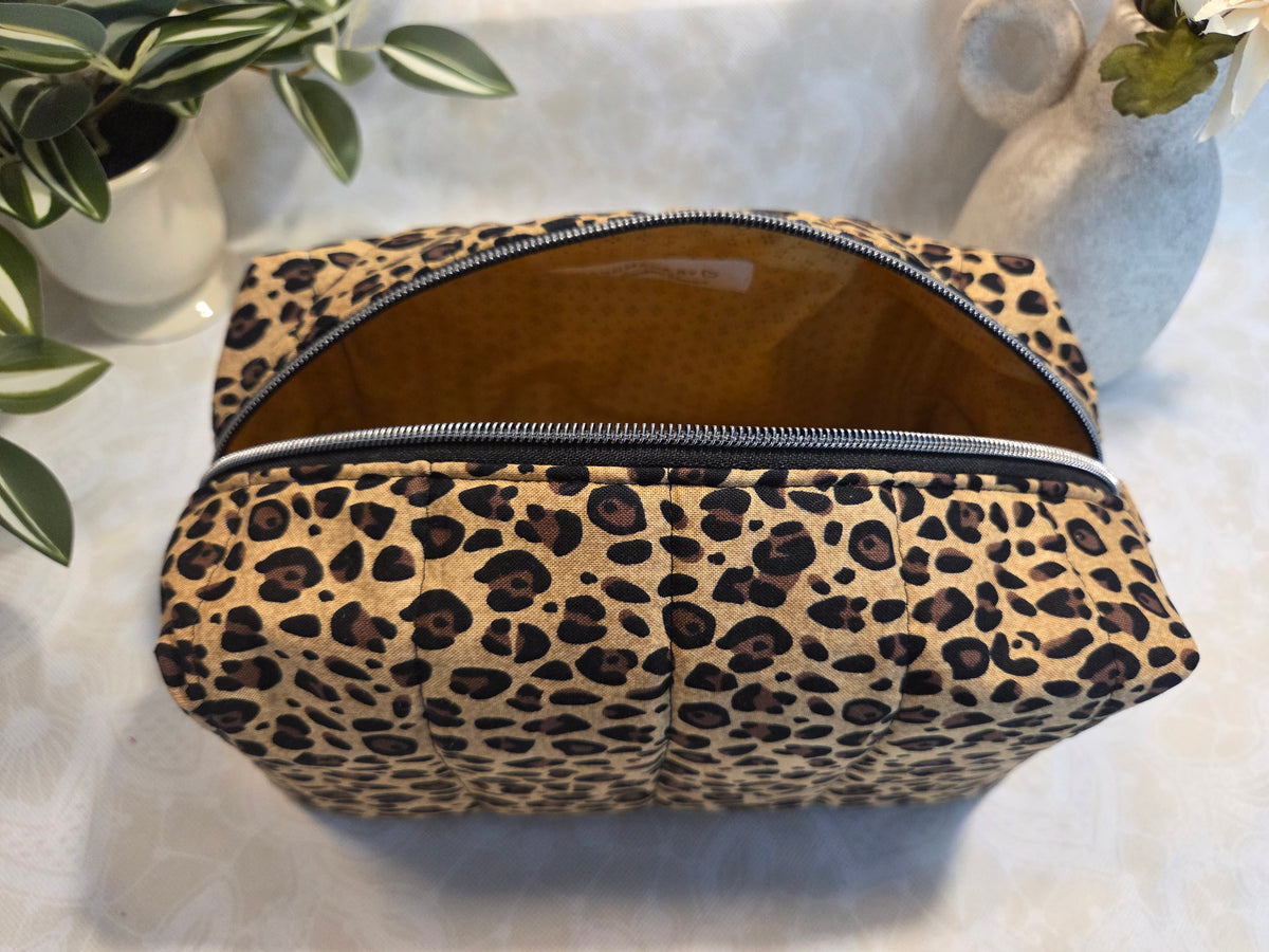 Cheetah Large Makeup Bag