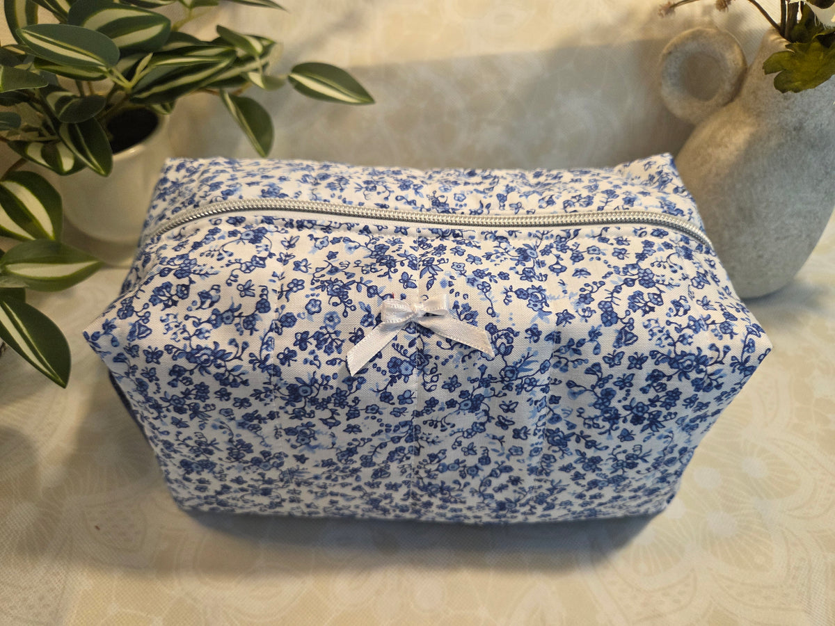Royal Blue Paisley Large Makeup Bag