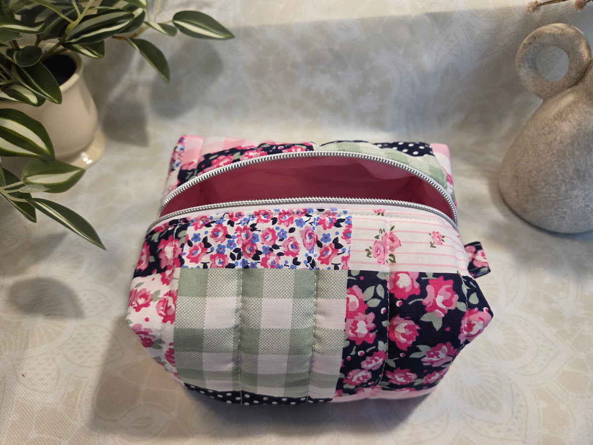 Pink Patchwork Medium Makeup Bag