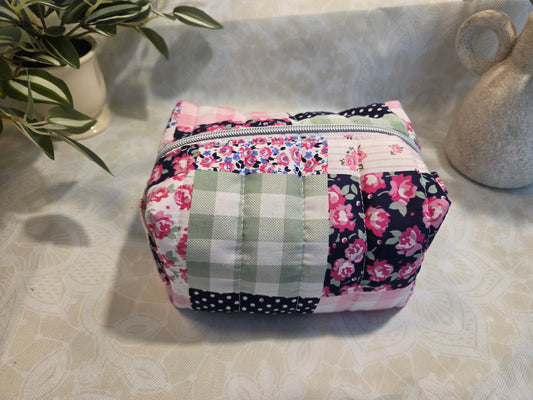 Pink Patchwork Medium Makeup Bag
