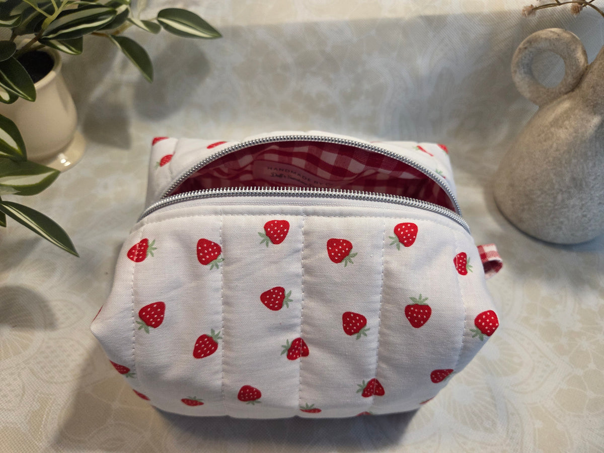 Strawberries and Cream Medium Makeup Bag