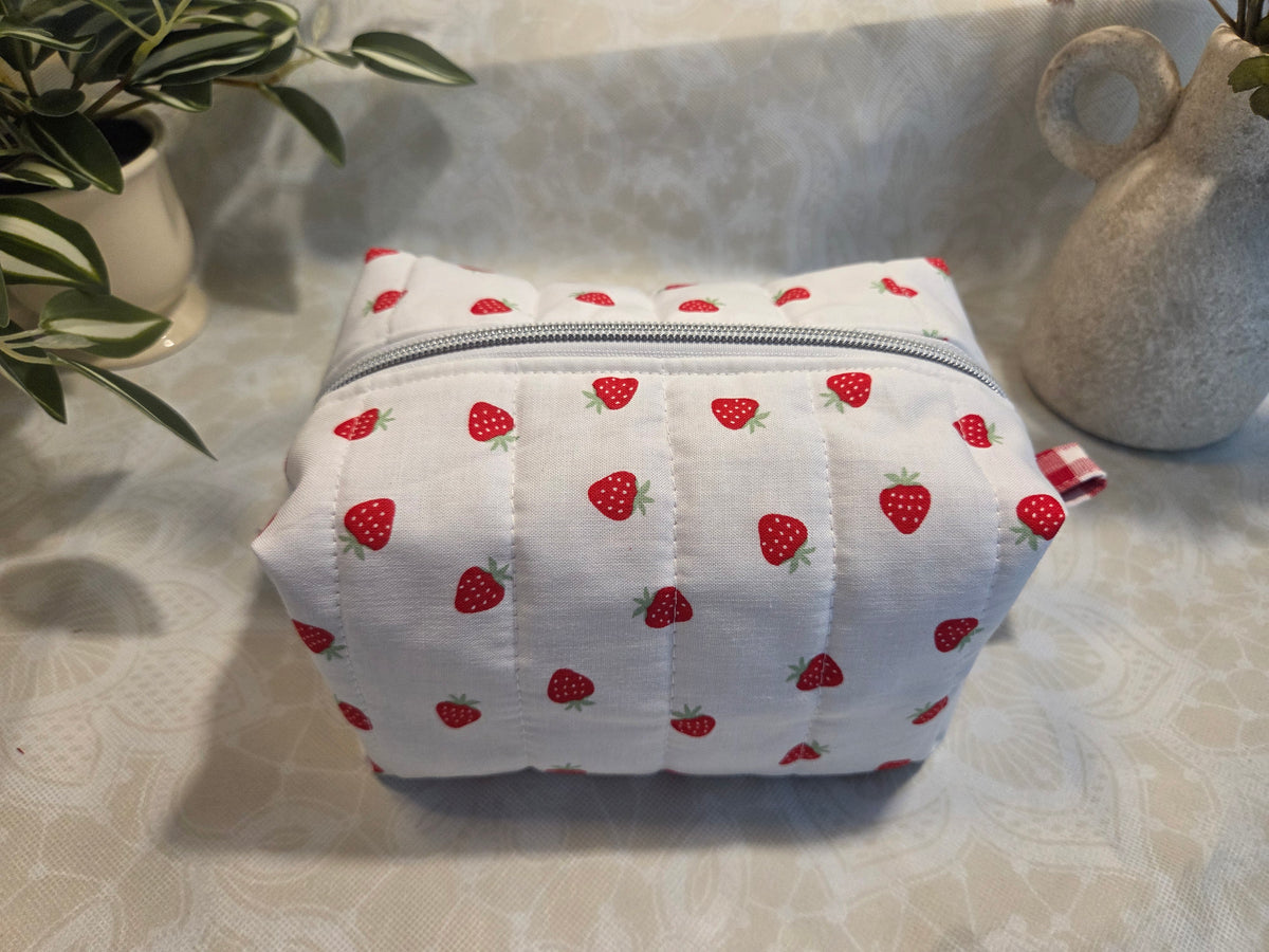 Strawberries and Cream Medium Makeup Bag