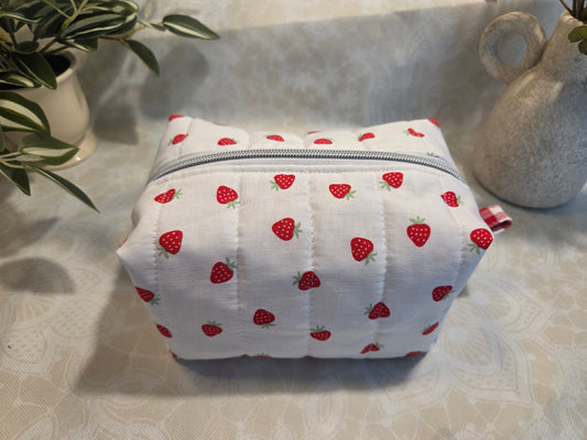 Strawberries and Cream Medium Makeup Bag