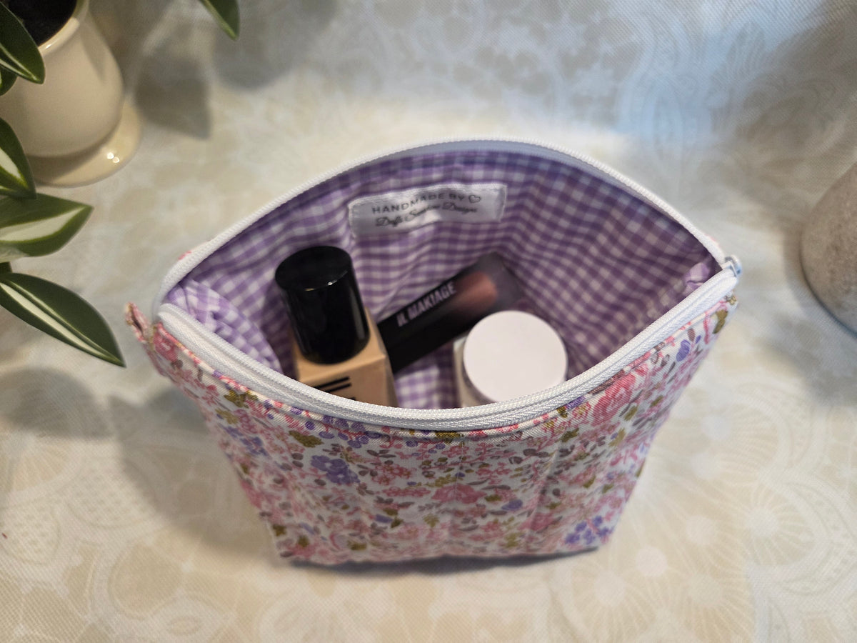 Pink and Purple Floral Mini Makeup Bag