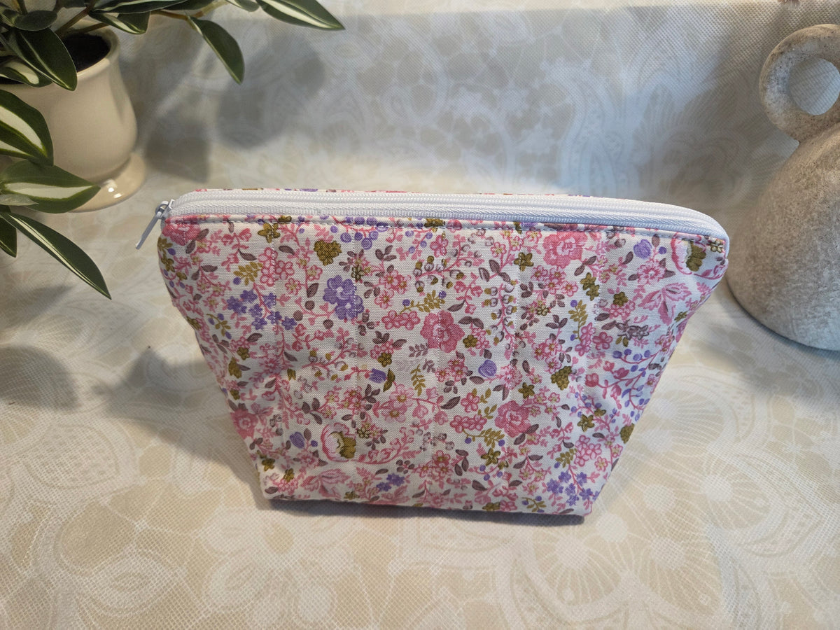 Pink and Purple Floral Mini Makeup Bag