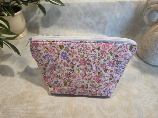 Pink and Purple Floral Mini Makeup Bag
