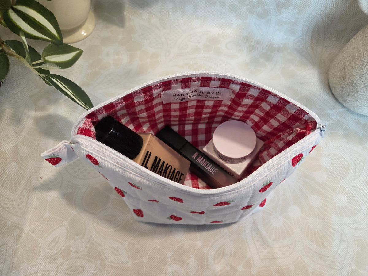 Strawberries and Cream Mini Makeup Bag