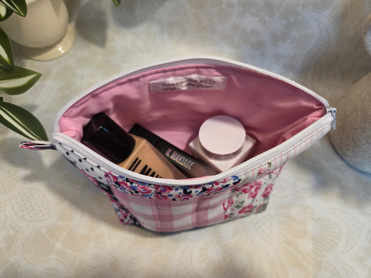 Pink Patchwork Mini Makeup Bag