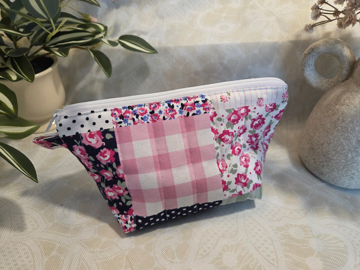 Pink Patchwork Mini Makeup Bag
