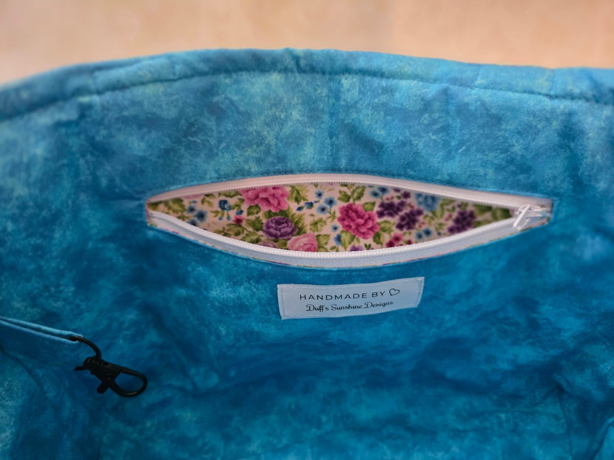 Teal Frenzy Large Tote Bag