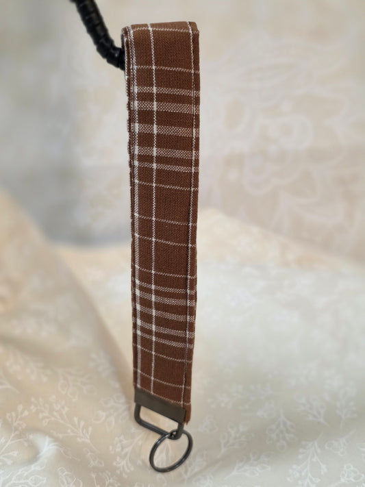 Brown Plaid Wristlet