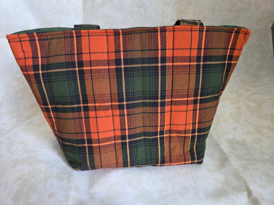 Fall Plaid Large Tote Bag