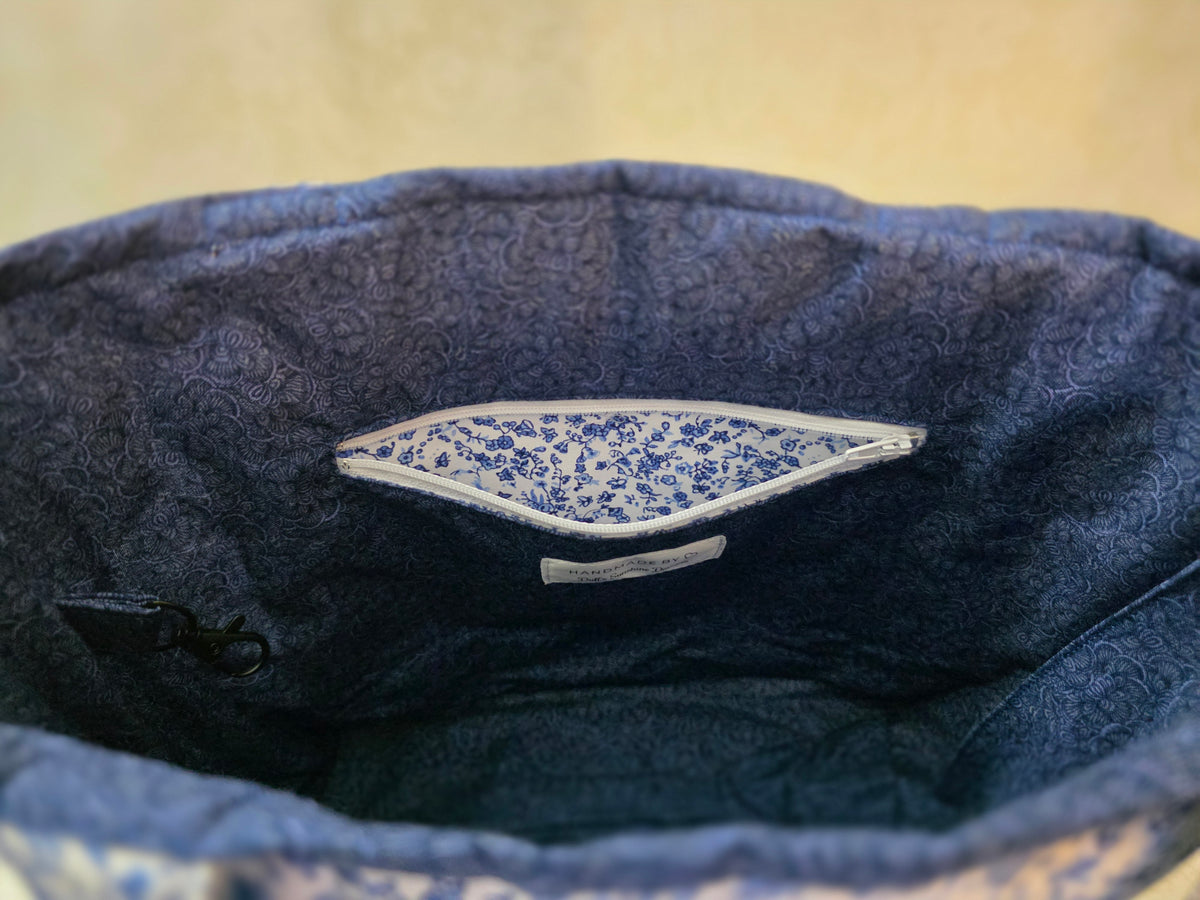 Royal Blue Paisley Large Tote Bag