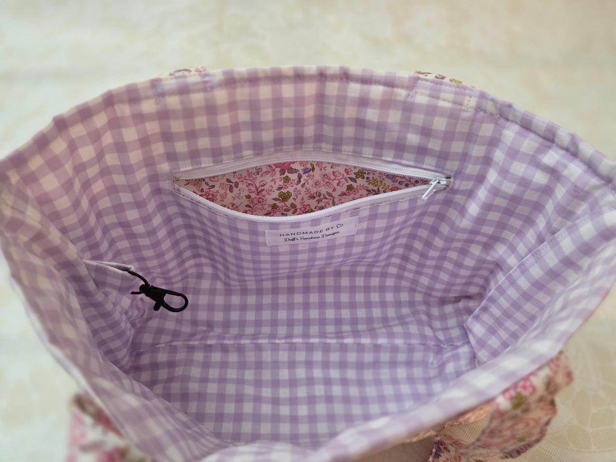 Pink and Purple Floral Large Tote Bag